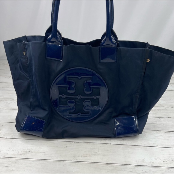 Tory Burch Ella Navy Tote Bag - Picture 2 of 15